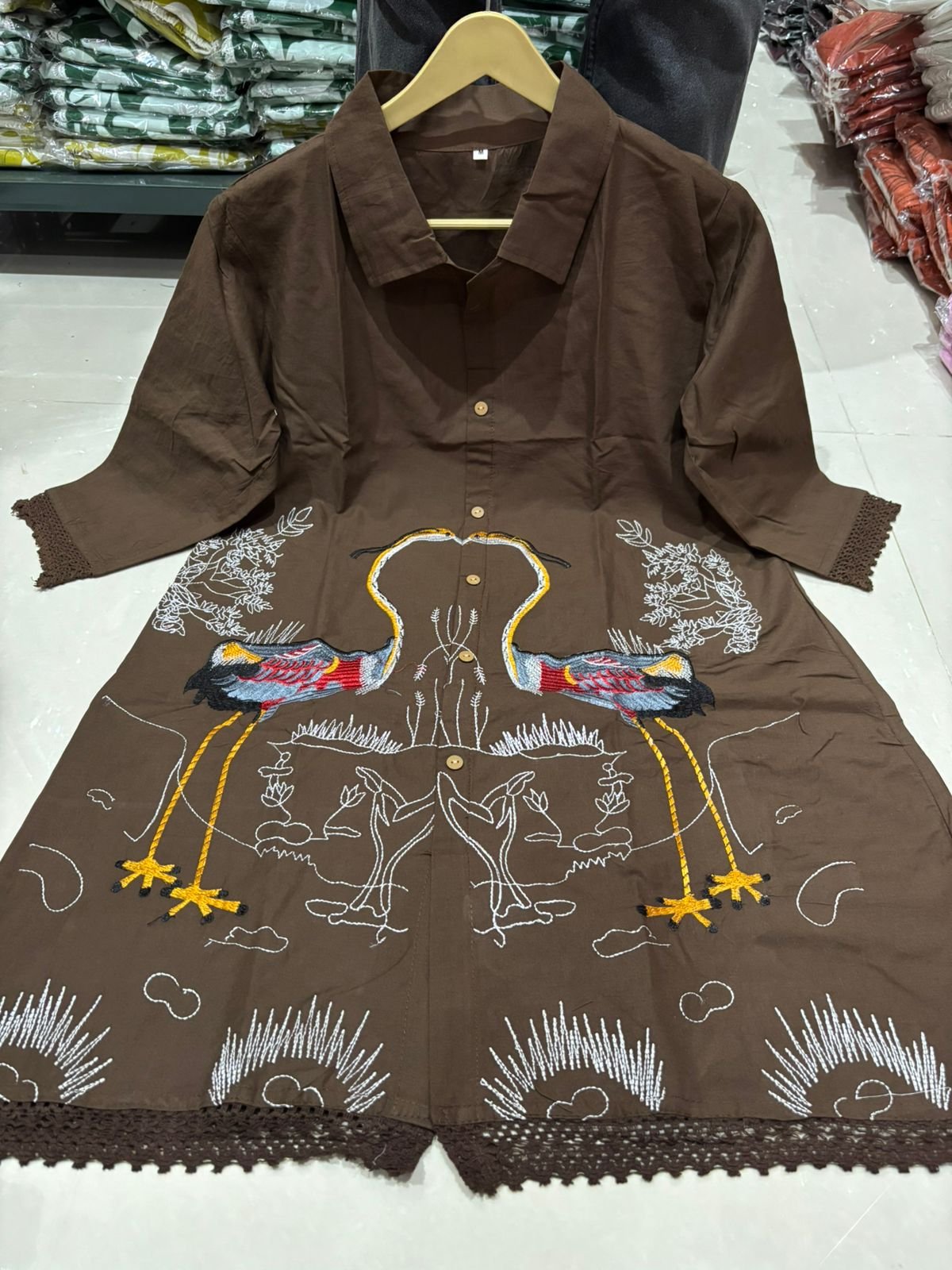 Brown Coord Set with Elegant Embroidery Work